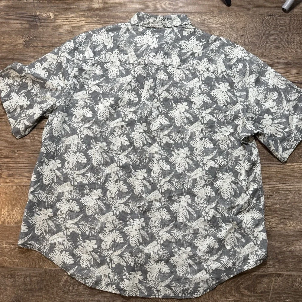 NWT Chaps Shirt Men 3XLT  Palm Tree Hawaiian Button Up Cotton Short Sleeve‎